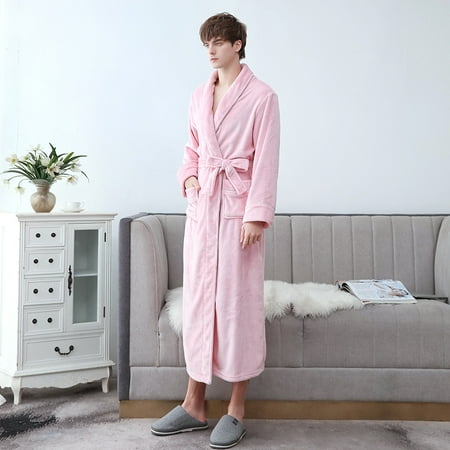 

Autumn and Winter Face Cloth Thickened Flannel Couple Bathrobe Men S Long Section Large Size Coral Velvet Robe Women S Pajamas Winter