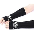 thumbnail image 3 of Arm Warmers Goth Knitted Fingerless Gloves Punk Skull Hand Warmers For Cosplay Typing Driving1 Pair, 3 of 5