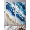 thumbnail image 3 of Blue Coastal Sheer Curtains 108 Inch Length 2 Panels Set for Living Room/Bedroom, Modern Summer Beach Nautical Sea Semi Curtain Sheers Drapes Rod Pocket Curtains Window Treatment Set 52''x108''x2, 3 of 7