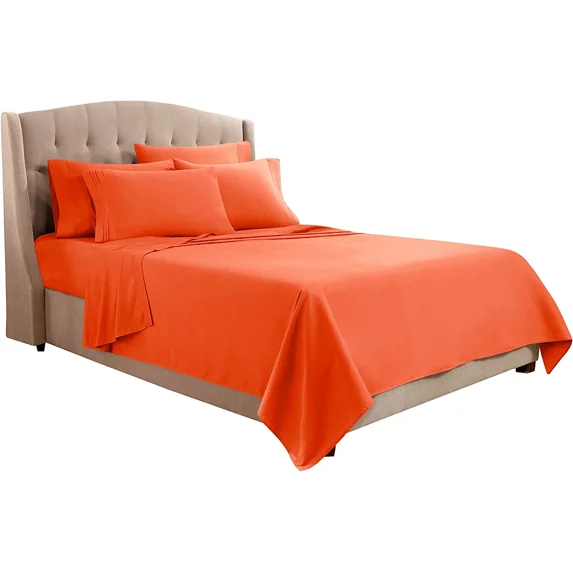 600 Thread Count 100% Egyptian Cotton Pillow Cases, Queen Pillowcase Set of 2 Long-Staple Pillow Cover for Sleeping Soft & Silky Sateen Weave Hotel Pillowcases (Orange Solid)