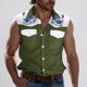 thumbnail image 1 of Camiseta sin mangas con cuello vuelto para hombre, estilo informal, a la moda, con estampado, cuello vuelto, sin mangas, bolsillos, deportiva, de poliéster, 1 of 5