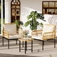 thumbnail image 4 of 3 - piece outdoor patio muebles set: wicker rattan sillas con glass mesa, bistro set con removable cushions, moderno rattan patio sillas para garden o balcony in blanca, 4 of 8