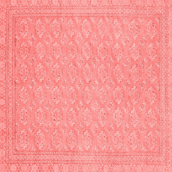 Ahgly Company Machine Washable Indoor Square Oriental Red Modern Area Rugs, 7' Square