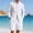 White, variant on Travel Outfits for Men Solid-Color Casual Loose Sports Pocket Elastic-Waist Shorts Long Sleeve Trundown Collar Blouses Top Set White S