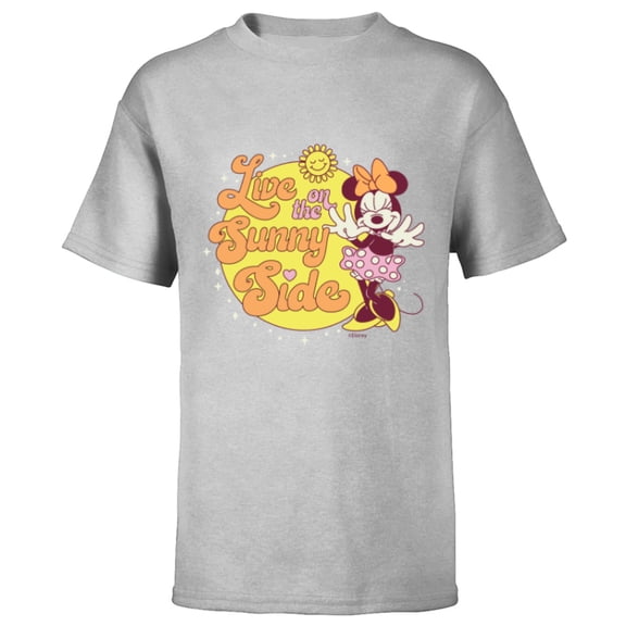 Disney Minnie Mouse Live on the Sunny Side Retro - Short Sleeve T-Shirt for Kids - Customized-Athletic Heather