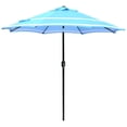 thumbnail image 3 of Abble 9FT Aqua and White Stripe Outdoor Patio Umbrella with Push Button Tilt and Crank Handle, Market Umbrella with 8 Sturdy Umbrella Ribs, Waterproof for Garden Deck Backyard Pool, 3 of 6