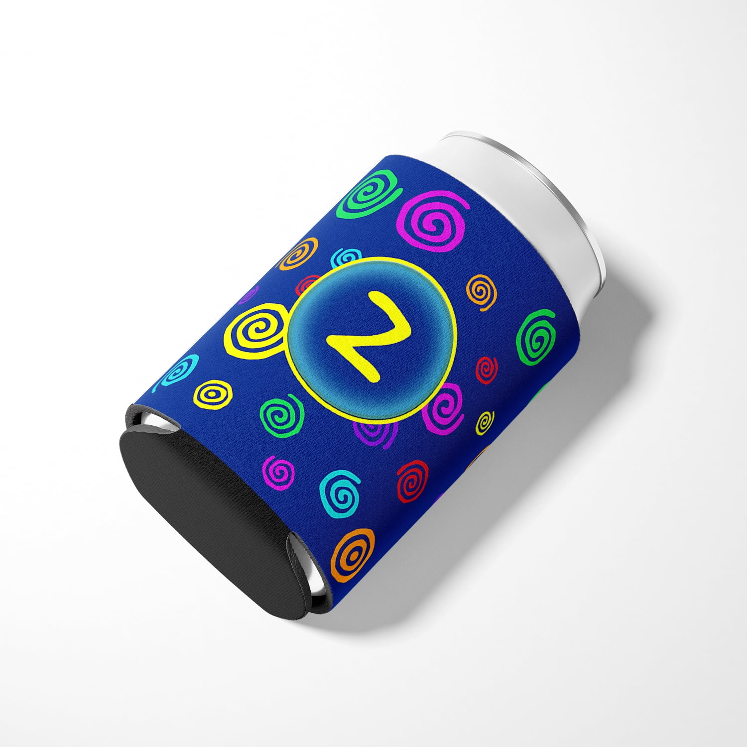 Letter Z Initial Monogram - Blue Swirls Can or Bottle Beverage Insulator Hugger