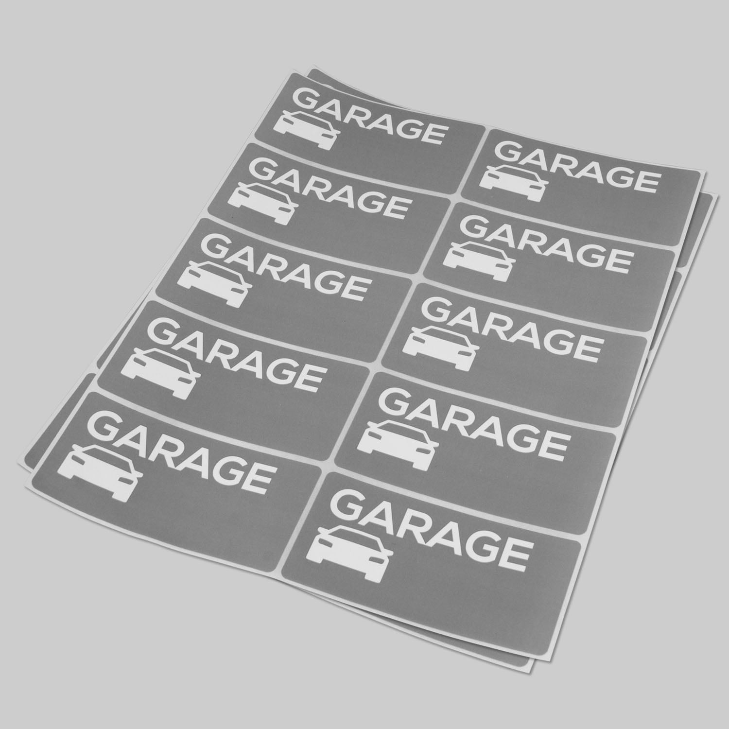 Garage Stickers (4 x 2 inch, 10 Labels per Sheet, 300 Sheets, Grey