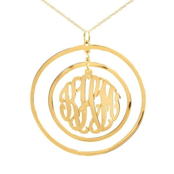 Personalized 14K Gold Plated Sterling Silver Circular Chandelier Pendant Monogram Necklace