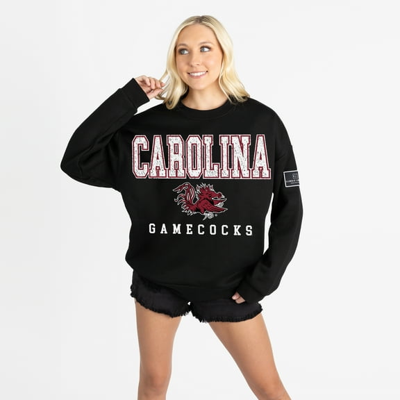 Women's Gameday Couture Black South Carolina Gamecocks Oversized Level Up Black Label Premium Sweatshirt