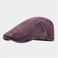 thumbnail image 3 of Unisex Vintage Washed Denim Forward Hat Distressed Workwear Flat Cap for Adults Retro Adjustable Newsboy Beret for Summer Autumn Travel Everyday Casual Apparel Accessory, 3 of 3