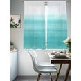 thumbnail image 5 of Aqua White Ombre Semi Sheer Curtains 63 Inch Length 2 Panels Set, Chic Modern Funny Abstract Striped Art Sheer Kitchen Curtain Privacy Voile Window Curtain for Living Room Bedroom Rod Pocket Drapes, 5 of 7