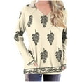 thumbnail image 4 of Uootdi Womens Tops Raglan Long Sleeve Shirts Striped Color Block Floral Printed Tops V Gift Neck Fall Blouses Dressy Casual Loose, 4 of 5