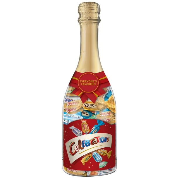 Celebrations Chocolate Variety Mix Candy Bars In A Champagne Bottle, 10