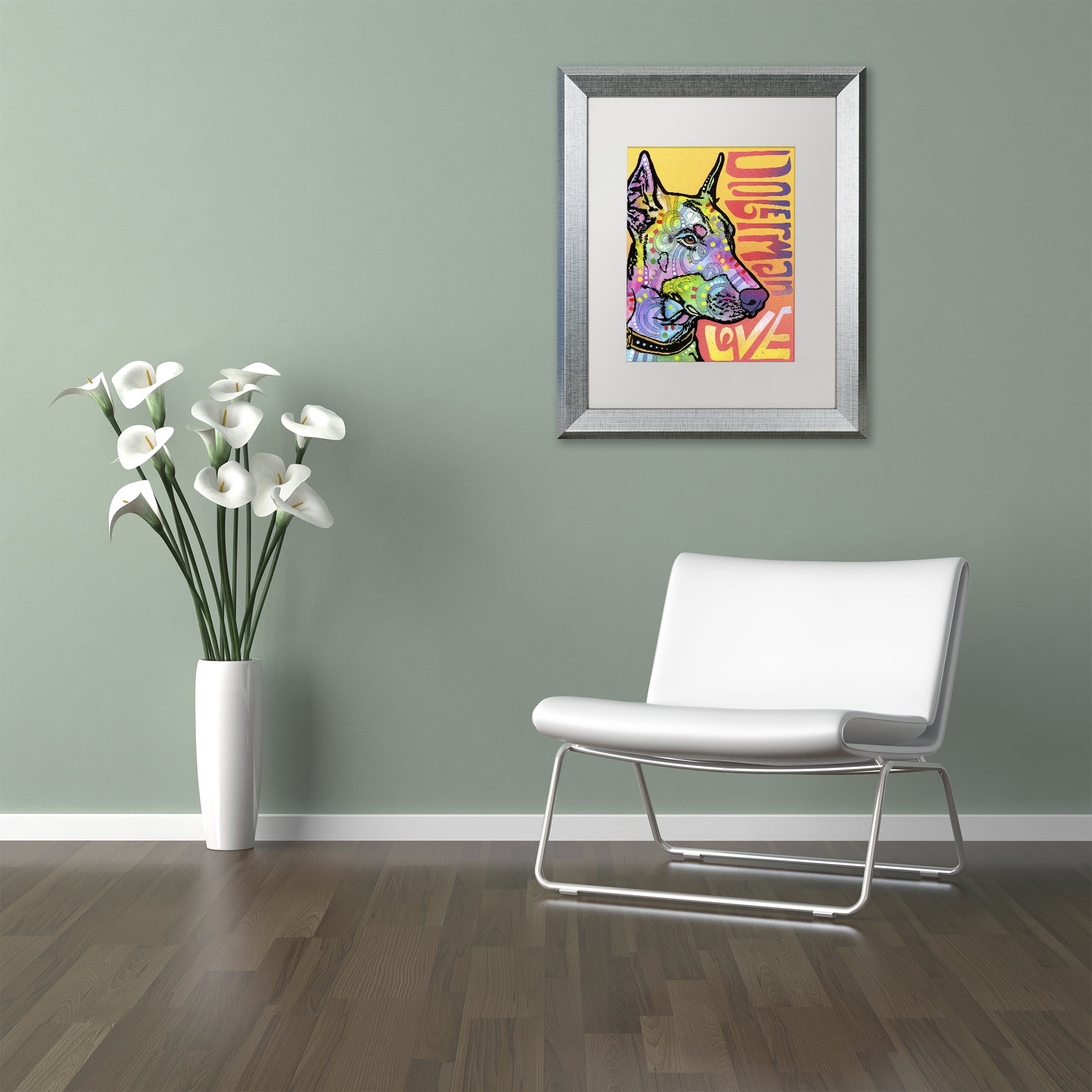 Trademark Fine Art 'Doberman Luv' Silver Framed Art by Dean Russo