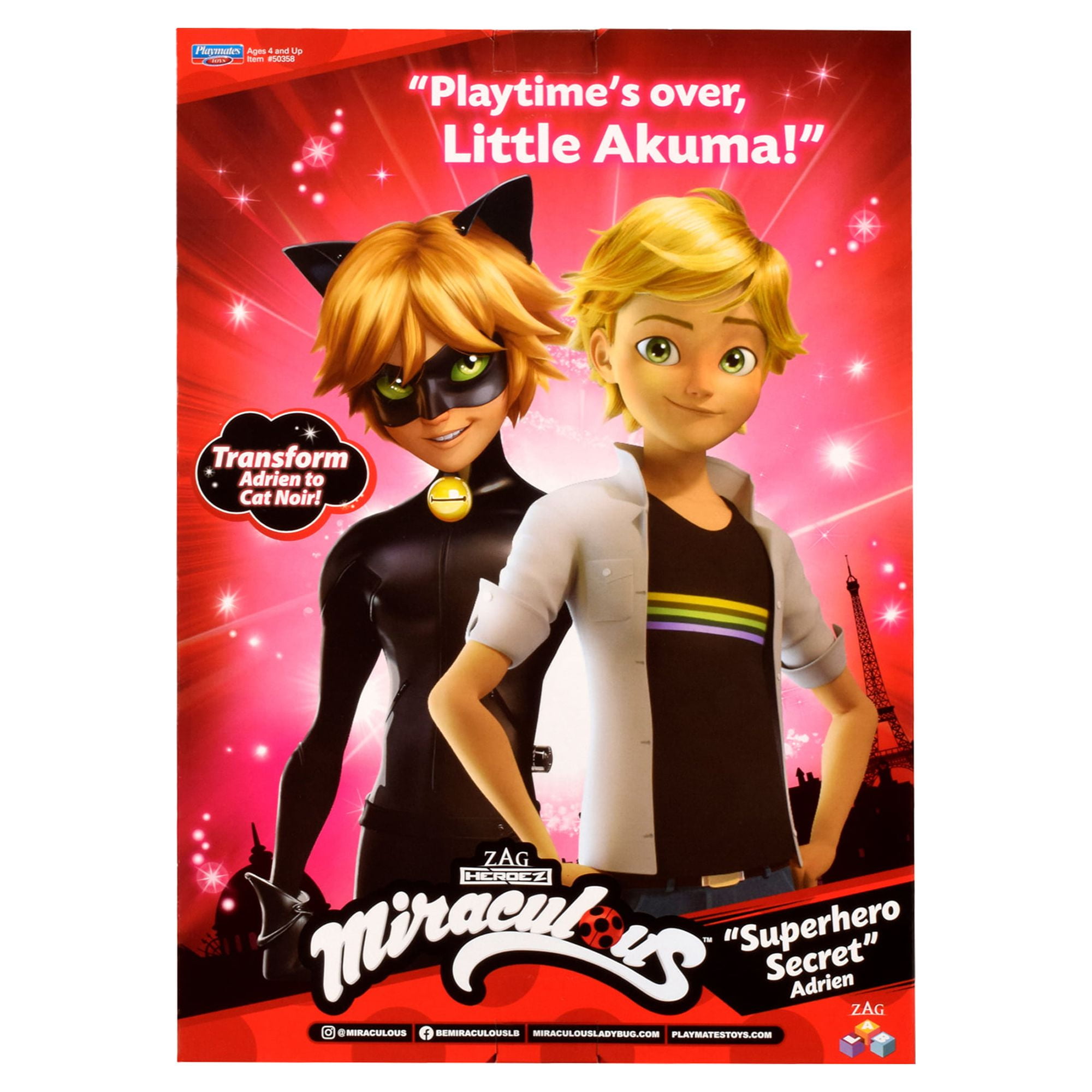 Miraculous Ladybug Superhero Secret Adrien with Cat Noir Outfit by  Playmates Toys