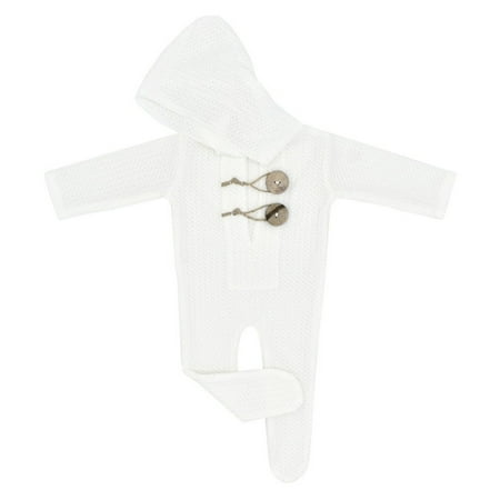 

Baby Photography Prop Footed Romper Knitted Hooded Overalls Jammies