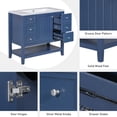 thumbnail image 5 of 36" Bathroom Vanity without Sink with a Storage Table Below, Modern Bathroom Cabinet Base with One Cabinet and Three Drawers, Solid Wood Bathroom Cabinet for Bathroom, Blue, 5 of 9