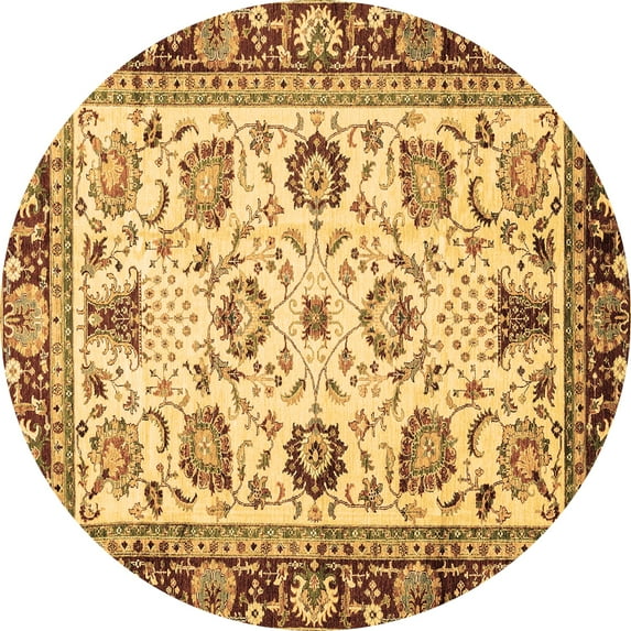 Ahgly Company Indoor Round Oriental Brown Traditional Area Rugs, 5' Round