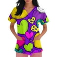 thumbnail image 3 of longantii Valentines Day Printed Scrub Tops Women V Neck Short Sleeve Plus Size Scrubs for Womens Nursing Uniforms Shirts with Pockets Vermilion XXL, 3 of 5