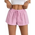 thumbnail image 1 of Shorts à Taille Élastique à Cordon pour Femmes à Imprimé Rayé, Décontractés, Jambe Grand, Taille Basse, Boxeurs d'Été, Rose Rouge, m, 1 of 8