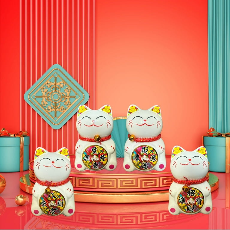 Small Lucky Cat Coin Bank - Feng Shui Maneki Neko Ceramic Piggy