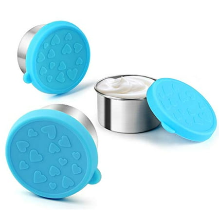 

FANGSUN Dressing Containers to Go for Condiments Salad Dressing Dips Snacks Stainless Steel Dipping Sauce Cups Fits in Bento Box for Lunch Mini Food Storage Containers with Lid (Blue)