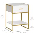 thumbnail image 3 of HOMCOM Ensemble Moderne de 2 Tables d'Appoint avec Tablette et Tiroir Blanc Or, 3 of 10