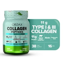 ORZAX Collagen Peptides Powder Unflavored - Hair, Skin and Nails Vitamins - Bone & Joint Support Supplement - Collagen Drink Mix - Collagen Powder For Women & Man (16oz)