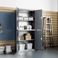 thumbnail image 3 of Magshion 71" Metal Garage Storage Cabinet with Locking Doors, 4 Adjustable Shelves for Home, Office, Grey Black, 3 of 10