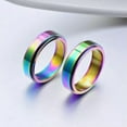 thumbnail image 3 of 6MM Rainbow Spinner Band Titanium Steel Wedding Engagement Party Ring Size 6-11, 3 of 9