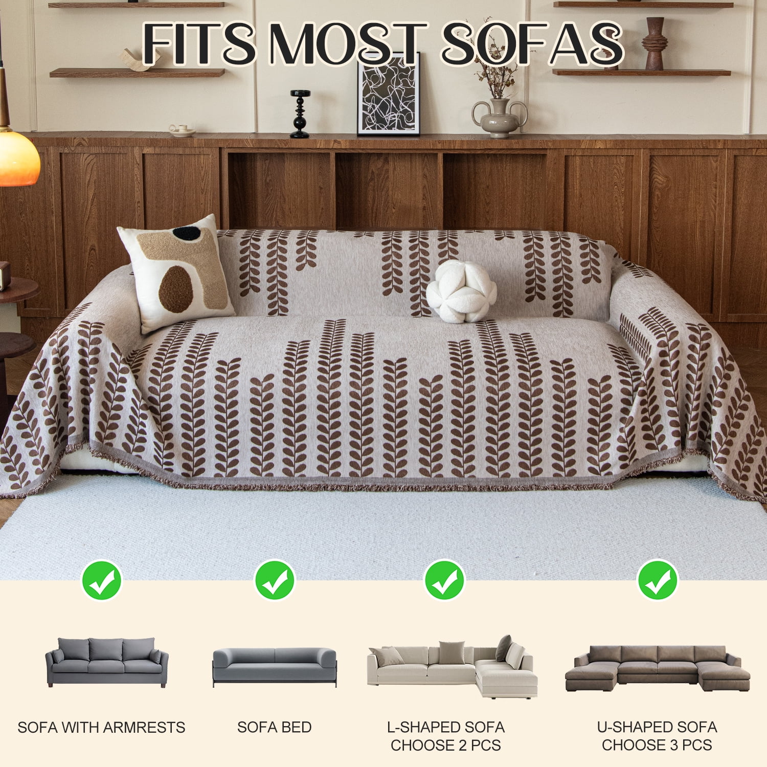 Jessy Home Sofa Cover Sofa Slipcover Couch Cover Protector Durable Multi-Function Furniture Cover for Dogs Cats Home Decor 71"x 150"Light Coffee