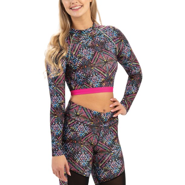 Download Dolfin Women's Revibe Print Cropped Mock Neck Long Sleeve Rash Guard - Walmart.com - Walmart.com