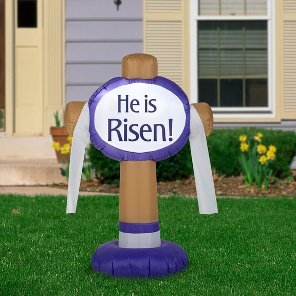 Gemmy Airblown-Outdoor "He Is Risen" Easter Sign-SM - 42.13 x 16.93 x 25.91 - 42.13 x 16.93 x 25.91