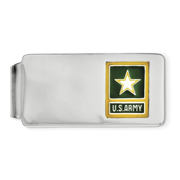 Beautiful Sterling Silver Rhodium-plated Army Yellow Star Money Clip
