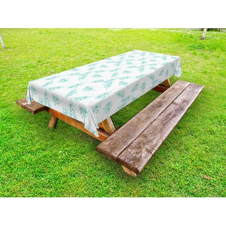 

Turquoise Outdoor Tablecloth Swirling Flowers Branches Fresh Botanical Curvy Ornamental Lines Springtime Art Decorative Washable Fabric Picnic Tablecloth 58 X 120 Inches Turquoise by Ambesonne