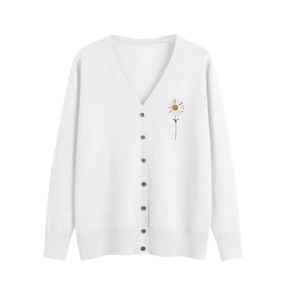 Admvng Cardigan Sweaters for Women Solid Casual Knitted Button Up Long Sleeved V-neck Sweater Outer, Size S-3XL