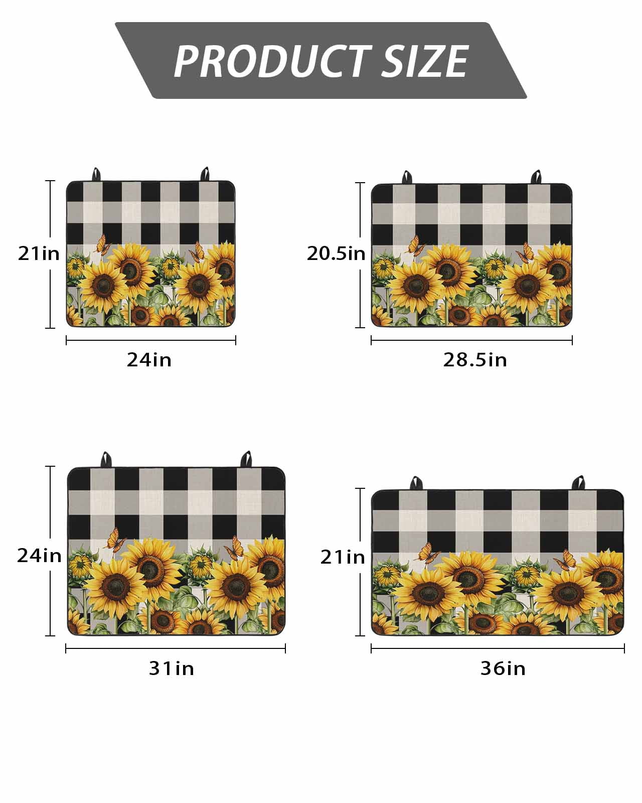 Stove Top Covers for Electric Stove, Sunflower Checkered Glass Stovetop Cover Protector, Black Buffalo Plaid Pastoral Flowers Induction Cooktop Protector Oven Mat for Kitchen Countertop 24"x21"