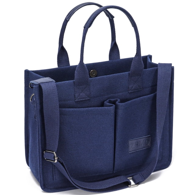 Bolso de lona grande ZHMO para mujer azul con bolsillos