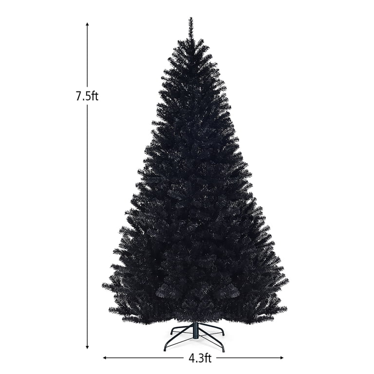Costway 7.5Ft Hinged Artificial Xmas Tree with Metal Stand, Full