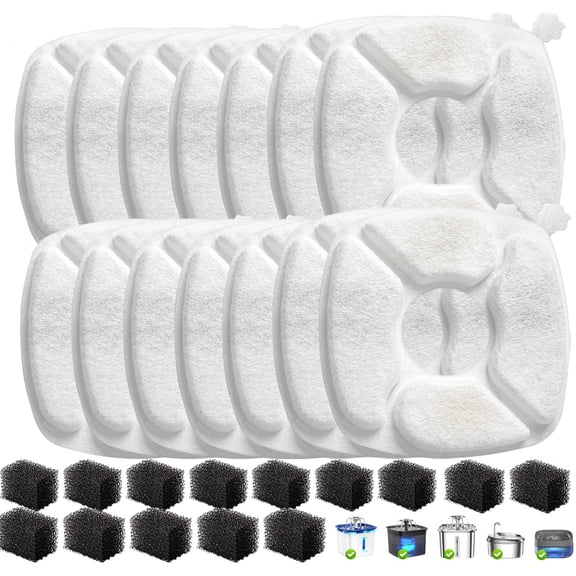 28 Pcs Cat Water Fountain Replacement Filters-14 Pack Cat Fountain Filters with 14 Pack Sponges, Enhanced Compatibility Pet Fountain Filter Fit for 95oz/2.8L 135oz/4L 67oz/2L Pet Drinking Fountain