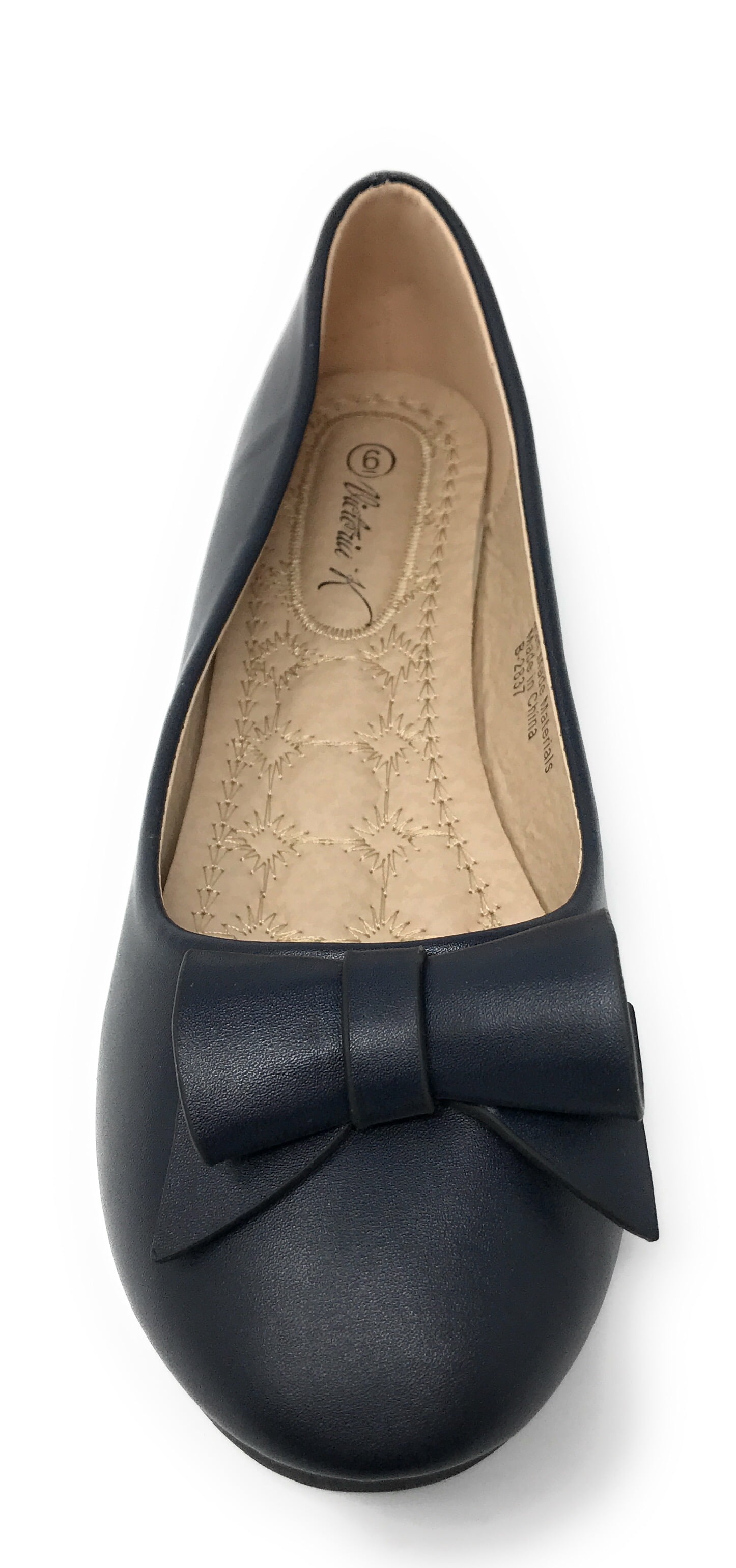 Victoria K Women's Faux Leather Roll Bow Ballerina Flats