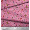 thumbnail image 3 of Soimoi Pink Viscose Chiffon Fabric Flower & Butterfly Printed Craft Fabric by The Yard 42 Inch Wide, 3 of 3