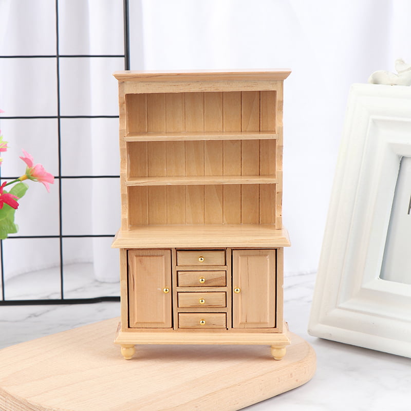 1/12 Dollhouse Miniature Furniture Multifunction Wood Cabinet Bookcase Model ^CR 