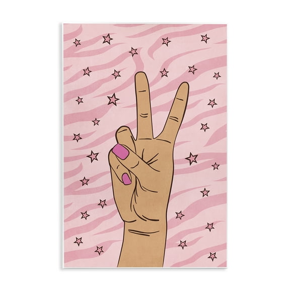 Stupell Industries Peace Hand & Stars Pattern People Painting Unframed Art Print Wall Art, 10 x 15