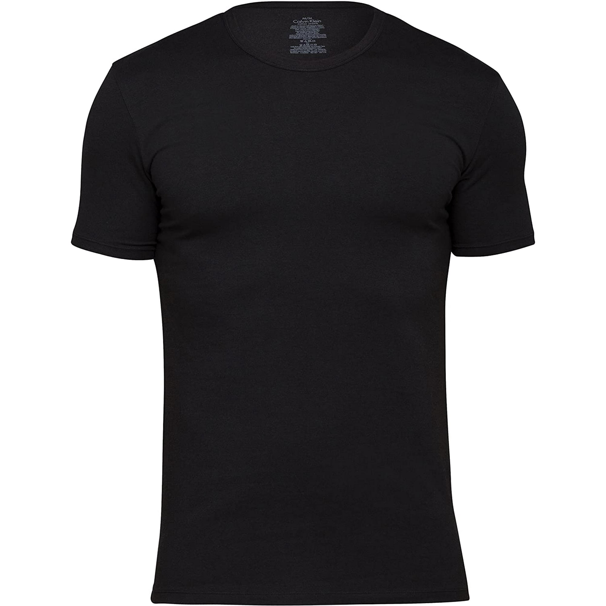 Calvin Klein Men s Undershirts Cotton Stretch 2 Pack Crew Neck Tshirts Black Large Walmart