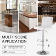 thumbnail image 3 of SAETSFEG Bar Stools Set of 2, Thickened Seat Cushion Adjustable Swivel Bar Stool with Backrest, Counter Height PU Leather Bar Chairs for Kitchen Island, Dining Room, White-A, 3 of 7