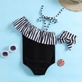 thumbnail image 3 of XEGLSBU Girls Swimsuit Size 12-13 Summer Children Girls Ruffles 1 Piece Swimwear Solid Color Beach Swimsuit Bikini Black-C Size 12-24 Months, 3 of 4