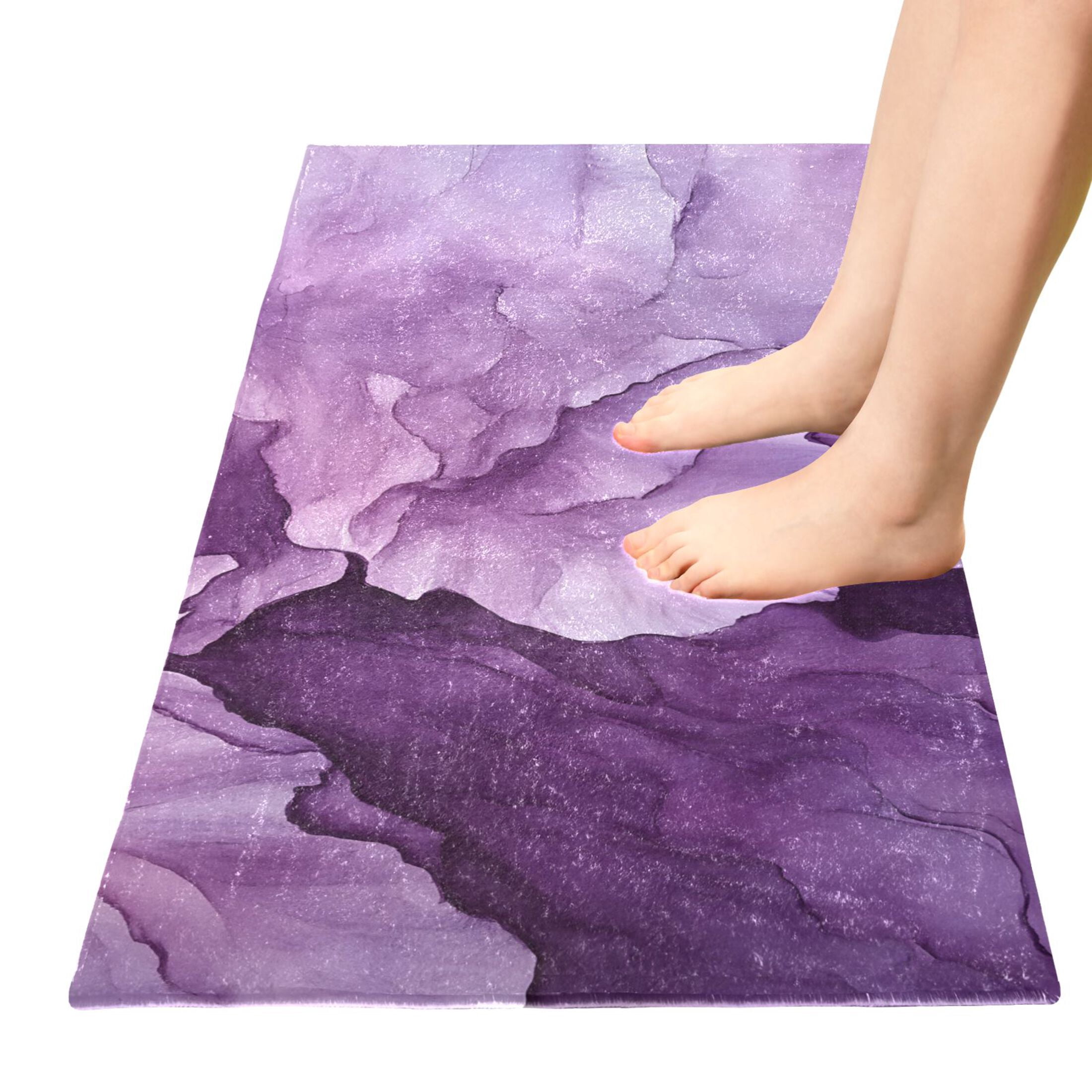 Abstract Purple Flower Bathroom Runner Rug Absorbent Non Slip Bath Mat for Living Room Kitchen 39" x 20"