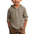 thumbnail image 2 of YMNXA Childrens Kids Boys Hooded Shirts Long Sleeve Solid Color Buttons Comfortable Breathable Blouse For Casual Daily Wear,Coffee,16-17 Years, 2 of 4